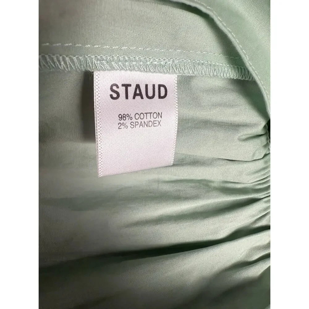 Staud Ida Smocked Poplin Top Sage Green Size Medium - Picture 9 of 9